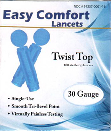 Lancets 30g Easy Comfort Ndc 91237 0001 16 Lancets